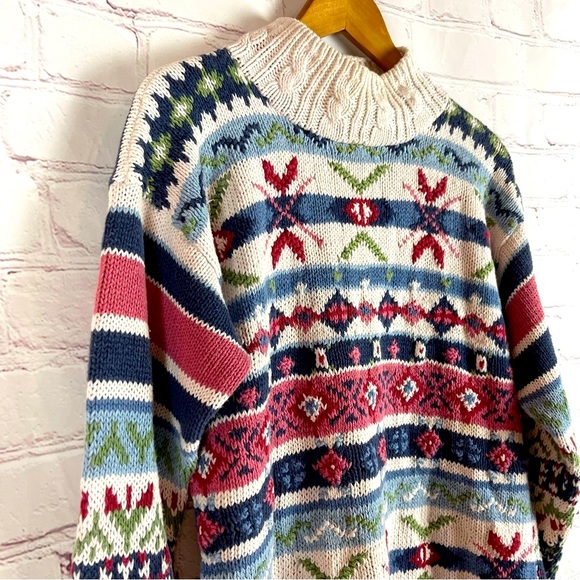 Sweaters - Vintage 80’s original mock cowl neck sweater long sleeve & stretchy size medium